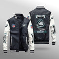 Philadelphia Eagles Premium Fleece-Lined Leather Bomber Jacket BG08