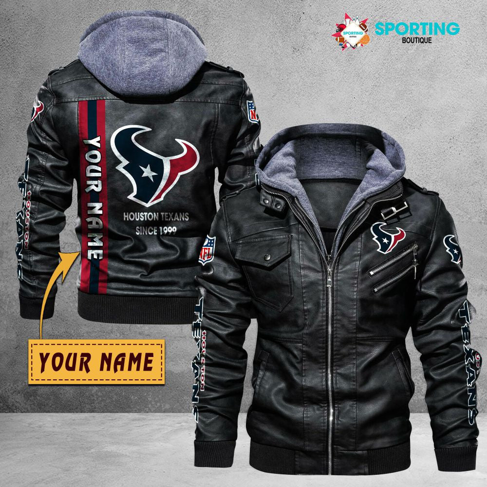 Houston Texans VITC9022 – Premium & Ultra-Thick Leather Jacket with Fleece Hood