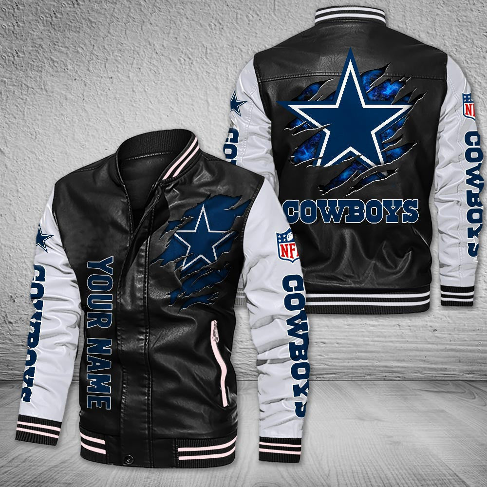 DMHQ0048 Dallas Cowboys Signature Series Leather Jacket — Plush Sherpa Lining