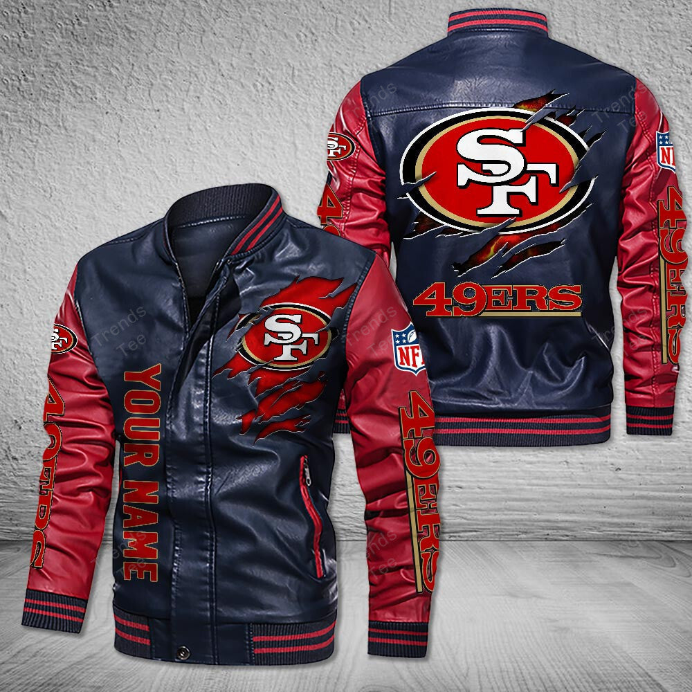 DMHQ0067 San Francisco 49ers Signature Series Leather Jacket — Plush Sherpa Lining