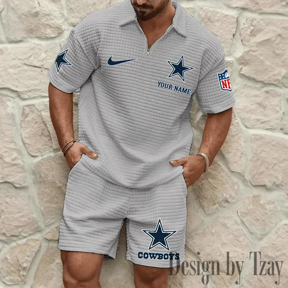 Dallas Cowboys Men’s Waffle Pattern Half Zipper Shirt And Short BSPTWHZSS106