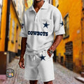 Dallas Cowboys Waffle Button Polo Shirt And Shorts SPTWFLBLS653