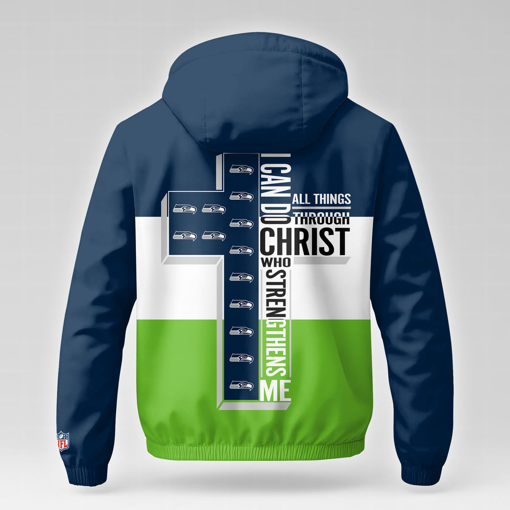 Seattle Seahawks | Premium NFL Strength Through Christ Windbreaker Jacket NTH1307