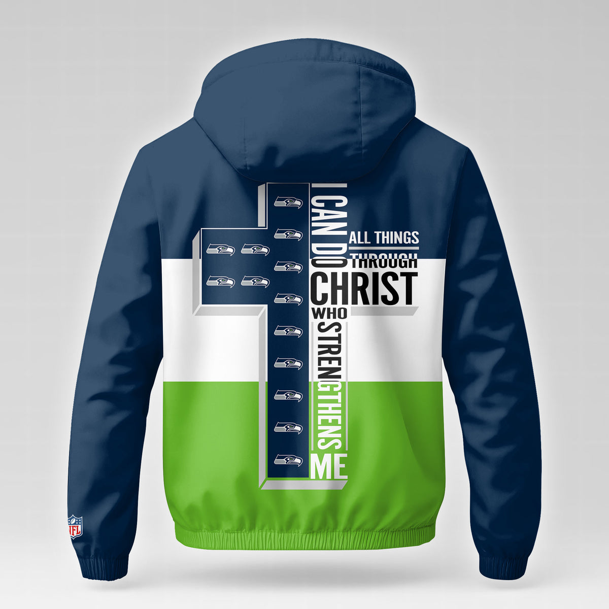Seattle Seahawks | Premium NFL Strength Through Christ Windbreaker Jacket NTH1307