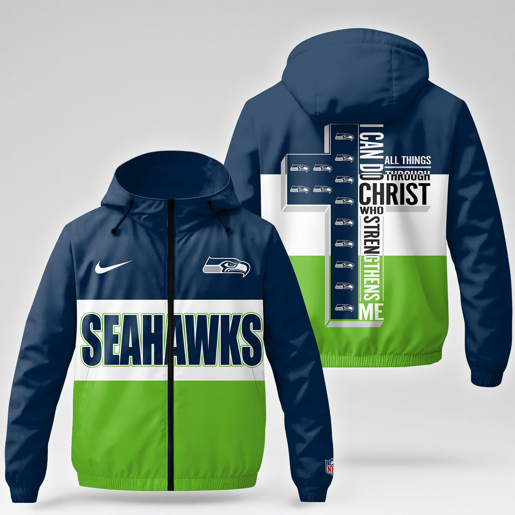 Seattle Seahawks | Premium NFL Strength Through Christ Windbreaker Jacket NTH1307