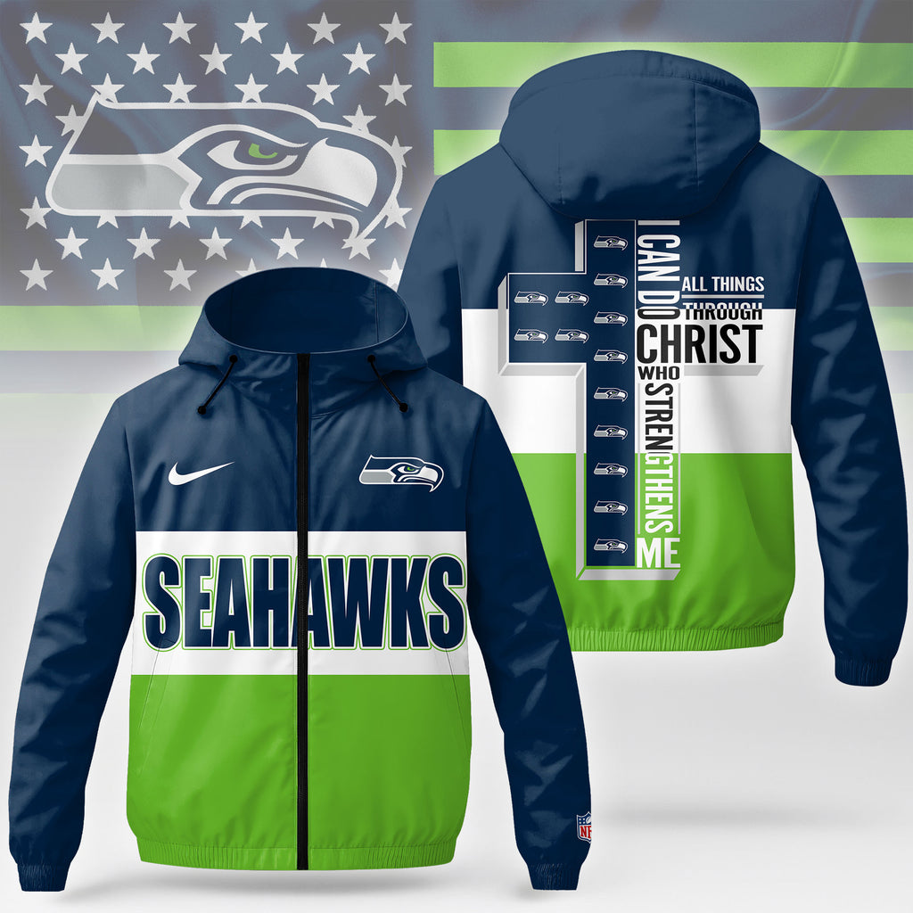 Seattle Seahawks | Premium NFL Strength Through Christ Windbreaker Jacket NTH1307