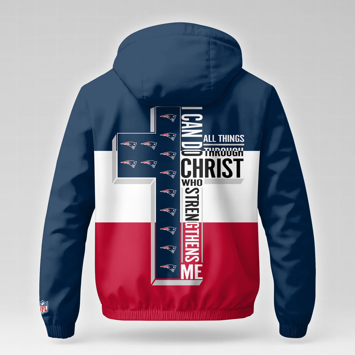 New England Patriots | Premium NFL Strength Through Christ Windbreaker Jacket NTH1306