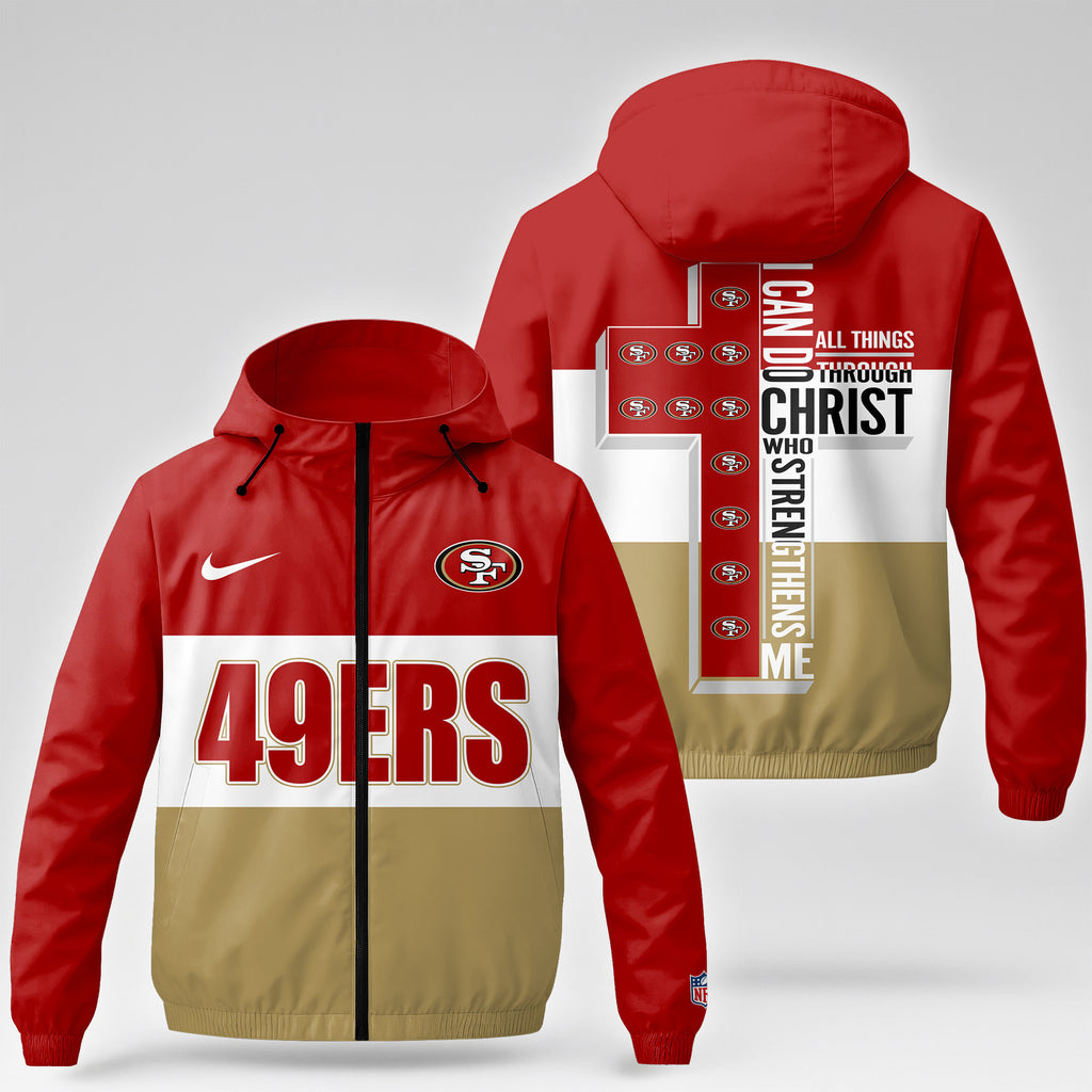 San Francisco 49ers | Premium NFL Strength Through Christ Windbreaker Jacket NTH1303