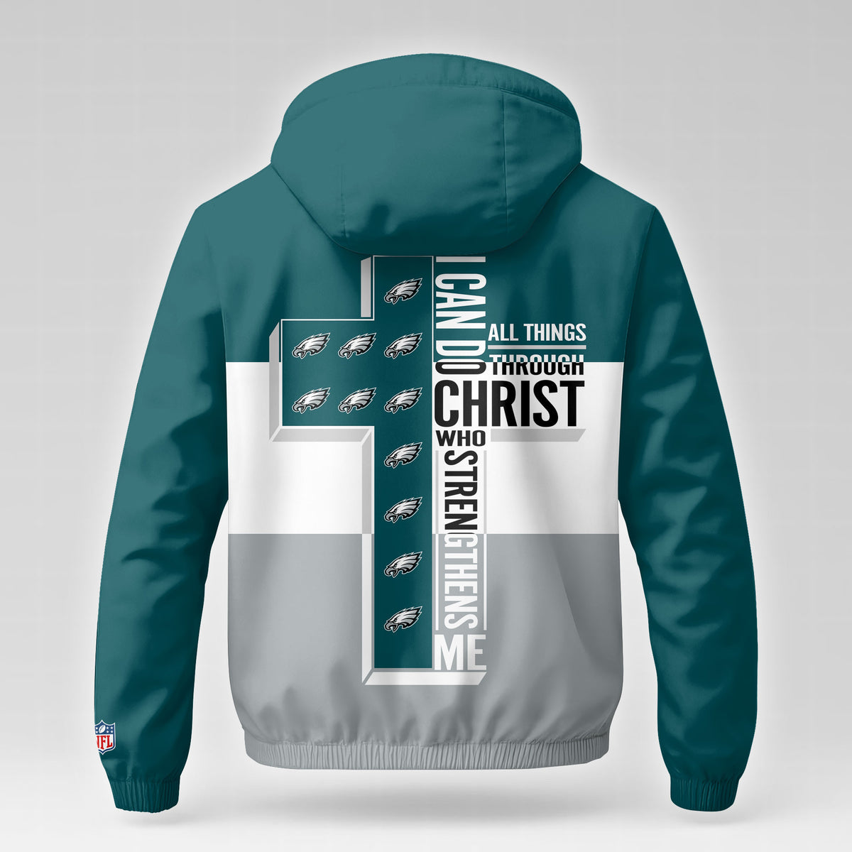 Philadelphia Eagles | Premium NFL Strength Through Christ Windbreaker Jacket NTH1301