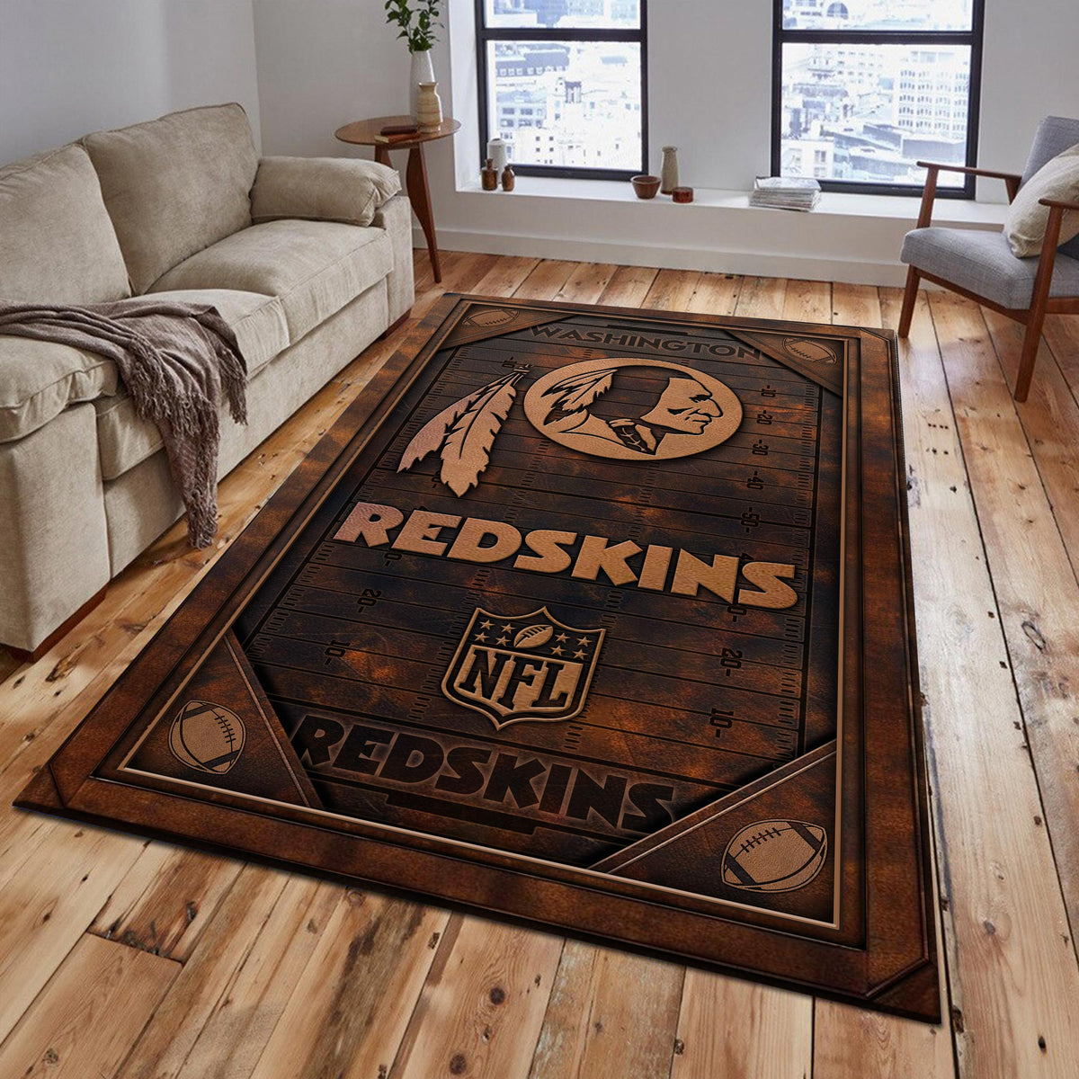Rug Living Room Floor Decor Fan Gifts Washington Redskin DMHF2891