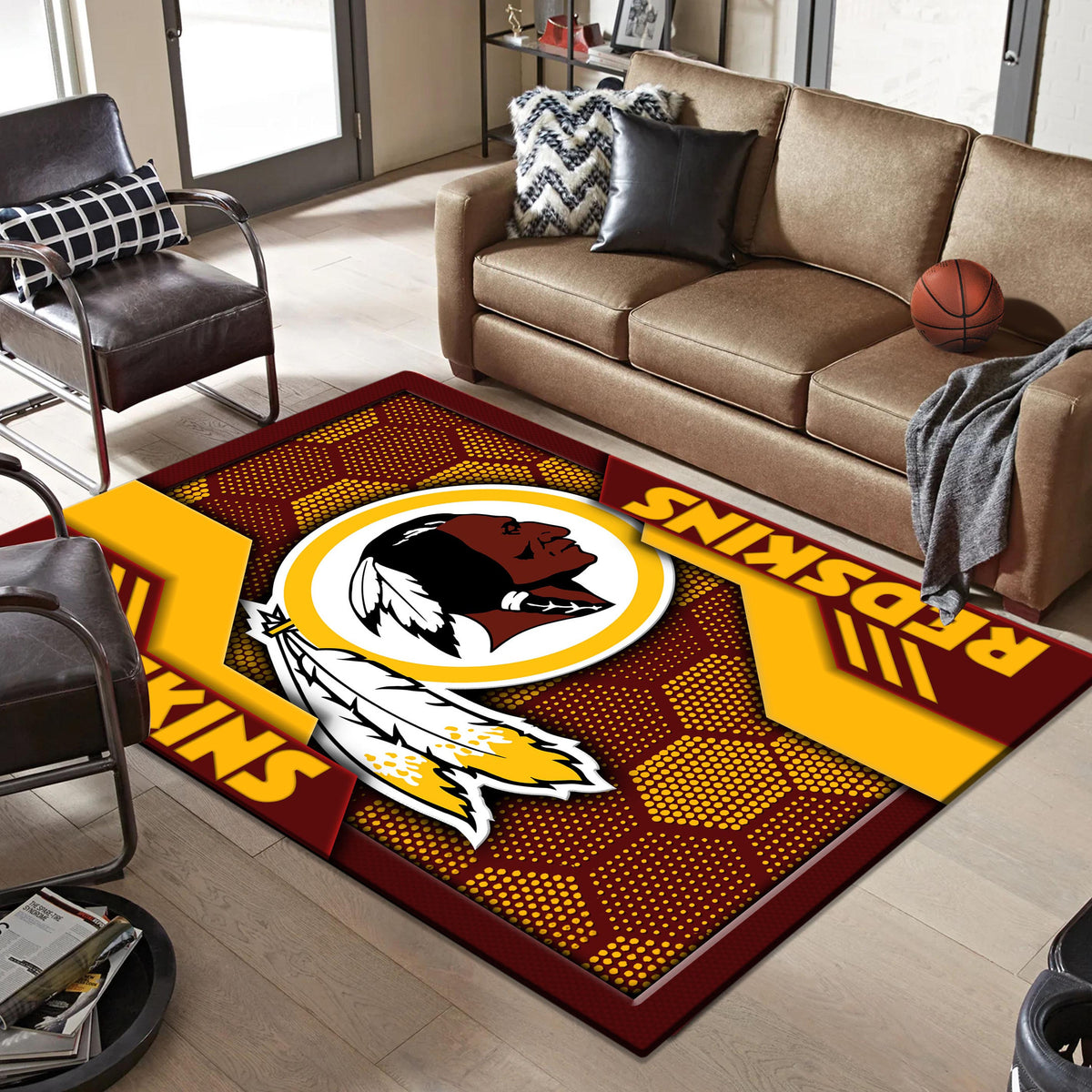 Rug Living Room Floor Decor Fan Gifts Washington Redskins DMHF3112