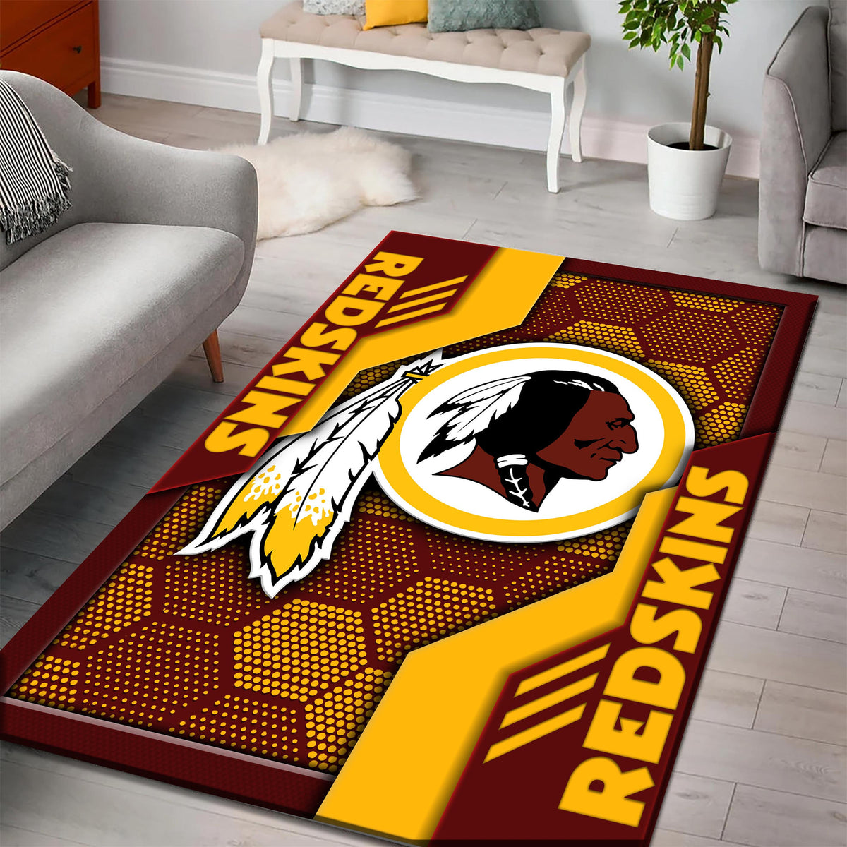 Rug Living Room Floor Decor Fan Gifts Washington Redskins DMHF3112
