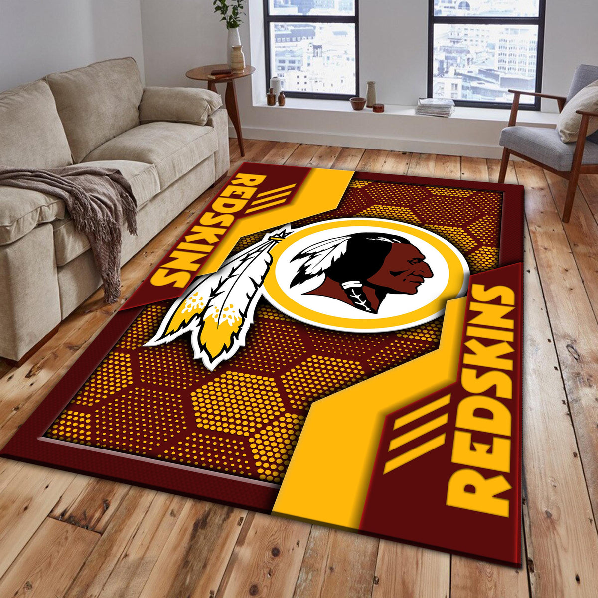 Rug Living Room Floor Decor Fan Gifts Washington Redskins DMHF3112
