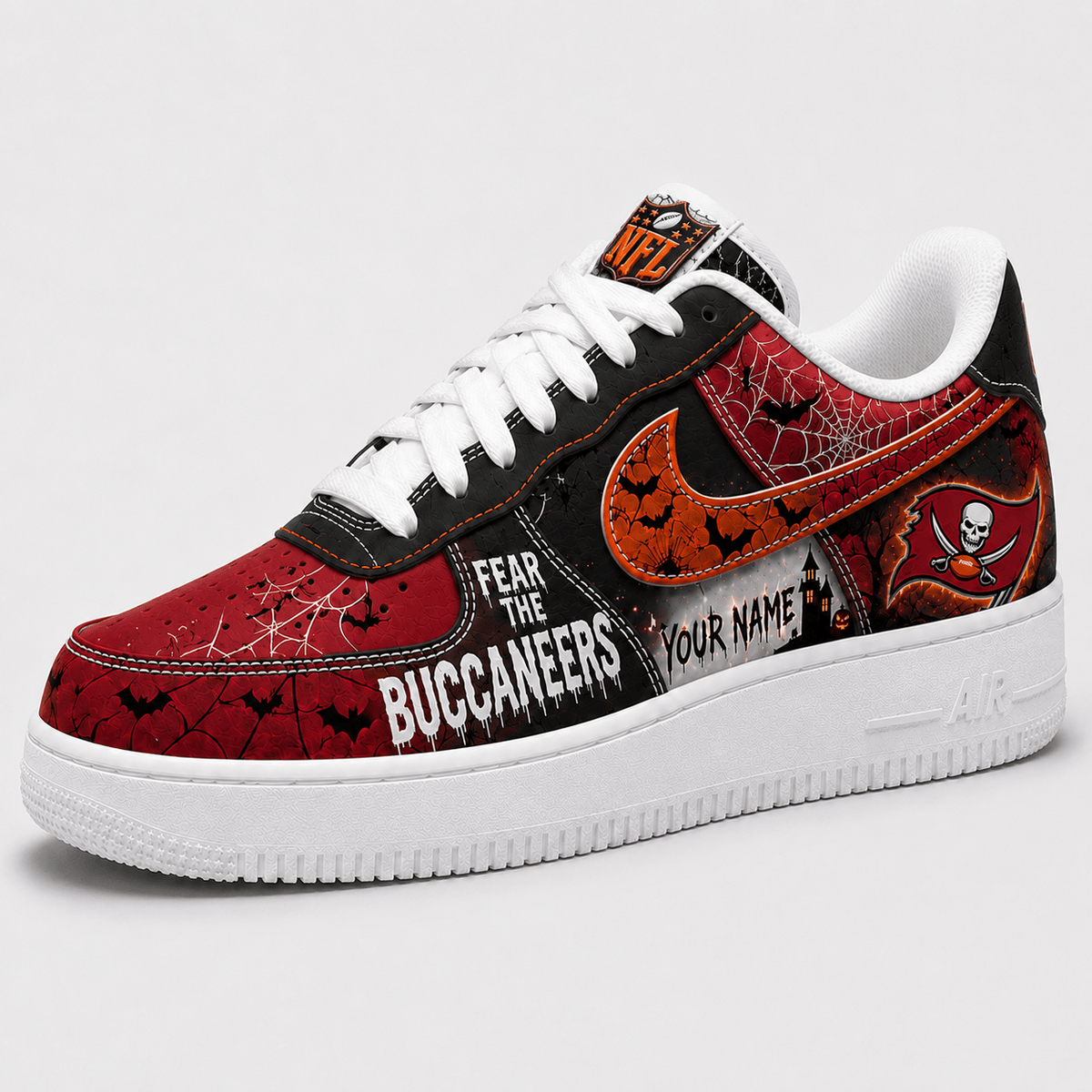 Tampa Bay Buccaneers | Premium NFL Fear The Team Halloween AF1 Sneakers - VA32189