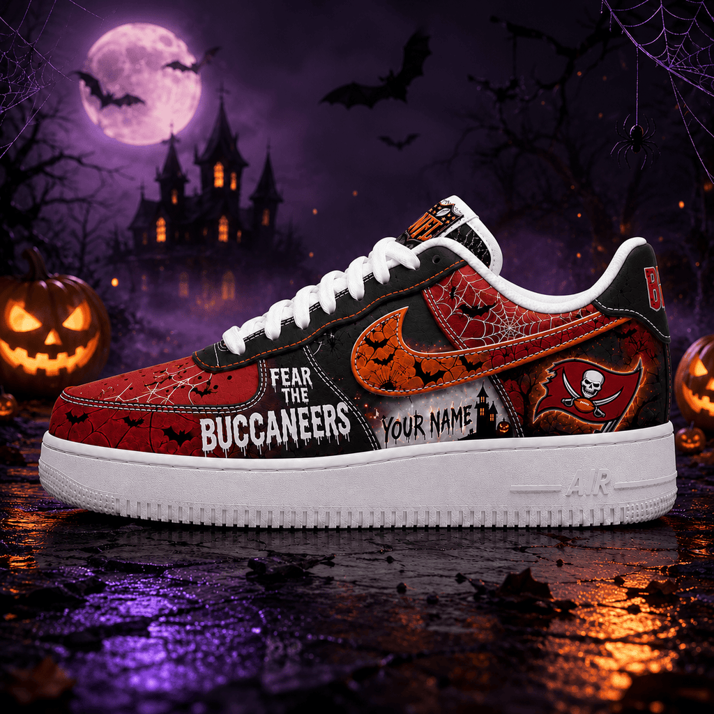 Tampa Bay Buccaneers | Premium NFL Fear The Team Halloween AF1 Sneakers - VA32189