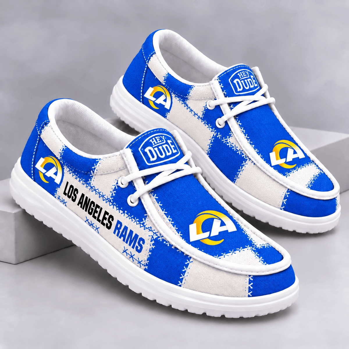 Los Angeles Rams | Premium NFL Team Logo Patchwork Loafer Shoes NY - VAN52106