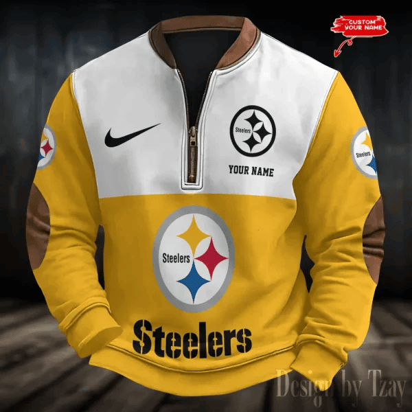 S9MPZNS181-Pittsburgh Steelers Premium Personalized Game-Day Quarter-Zip