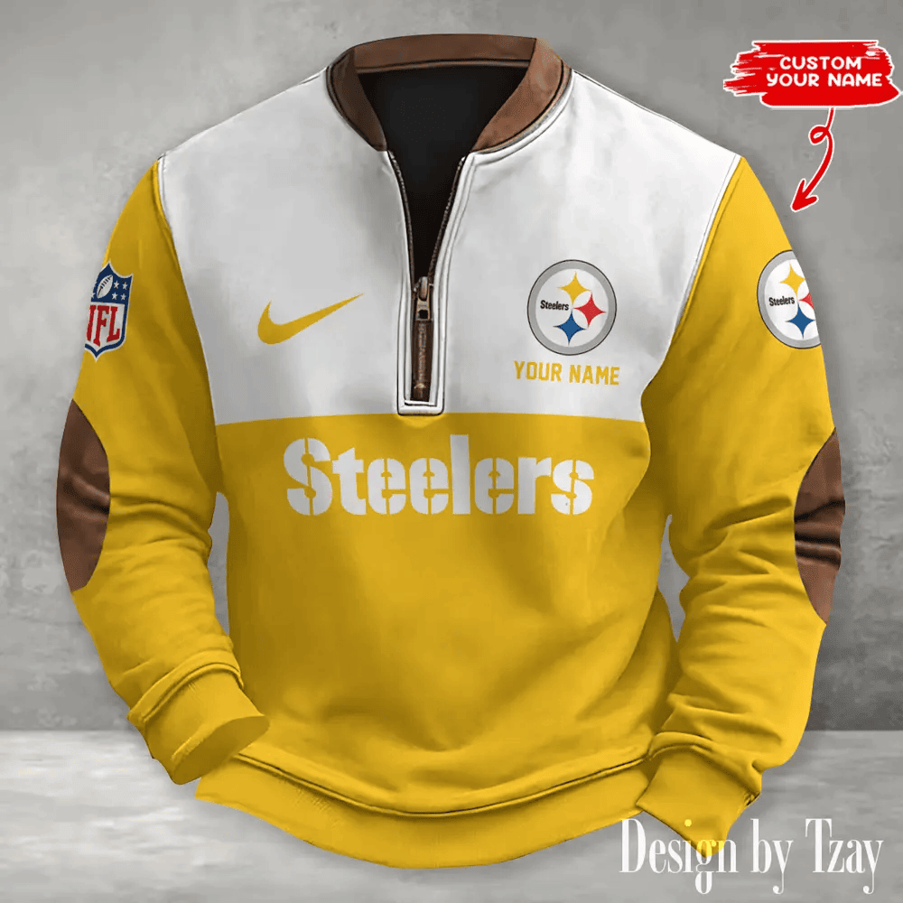 S9MPZNS194-Pittsburgh Steelers Premium Personalized Game-Day Quarter-Zip