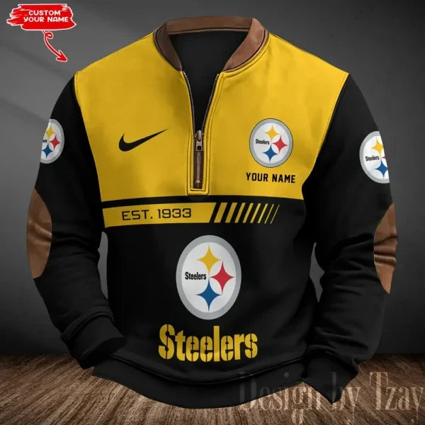 Pittsburgh Steelers Men's Vintage Zipper Stand Collar Sweatshirt S9MPZNS328