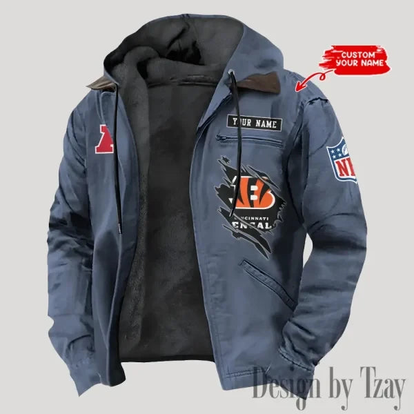 Cincinnati Bengals Men's Casual Padded Jacket Hooded Trending 2026 SPTPJH136
