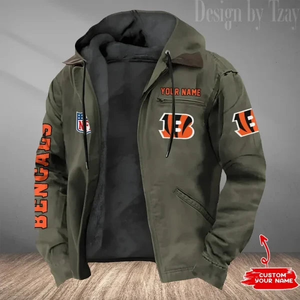 Cincinnati Bengals Men's Casual Padded Jacket Hooded Trending 2026 SPTPJH072