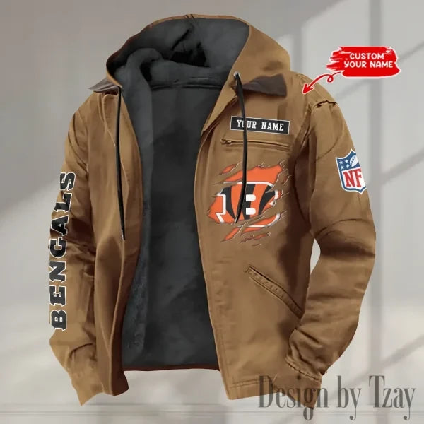 Cincinnati Bengals Men's Casual Padded Jacket Hooded trending 2026 SPTPJH007