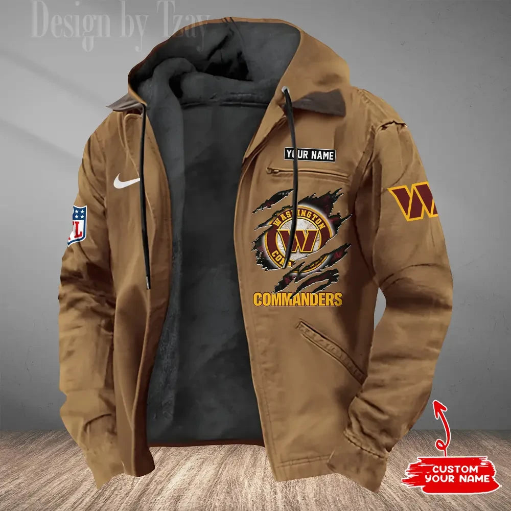 Washington Commanders Men's Casual Padded Jacket Hooded Trending 2026 SPTPJH193