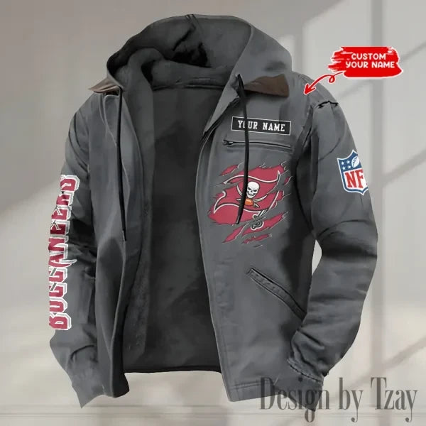 Tampa Bay Buccaneers Men's Casual Padded Jacket Hooded trending 2026 SPTPJH017