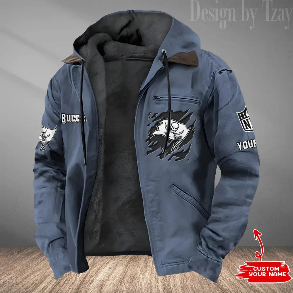 Tampa Bay Buccaneers Men's Casual Padded Jacket Hooded Trending 2026 SPTPJH063