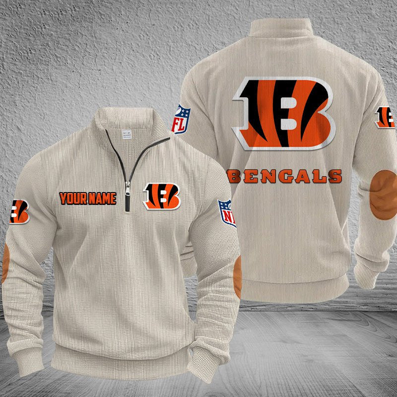 Cincinnati Bengals DMSH0275 Stand Collar Half-zip Sweatshirt Multicolor