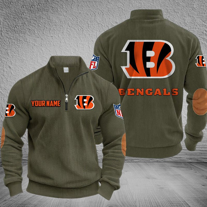 Cincinnati Bengals DMSH0275 Stand Collar Half-zip Sweatshirt Multicolor
