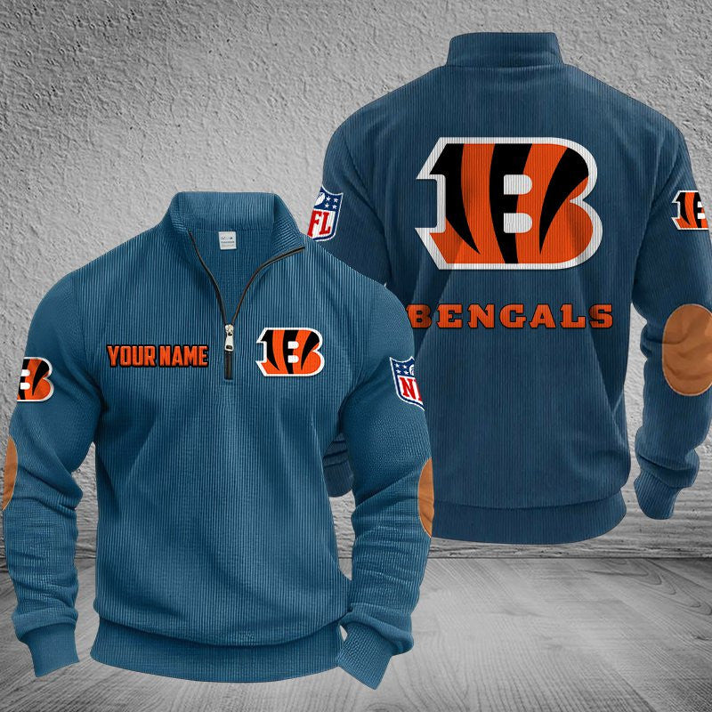 Cincinnati Bengals DMSH0275 Stand Collar Half-zip Sweatshirt Multicolor