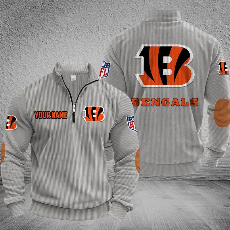Cincinnati Bengals DMSH0275 Stand Collar Half-zip Sweatshirt Multicolor