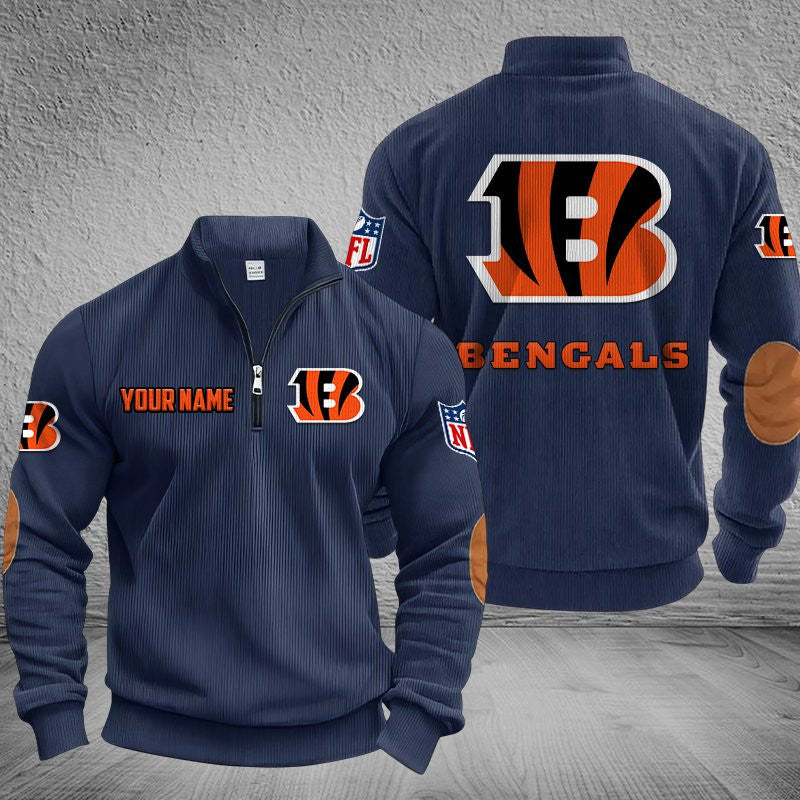 Cincinnati Bengals DMSH0275 Stand Collar Half-zip Sweatshirt Multicolor