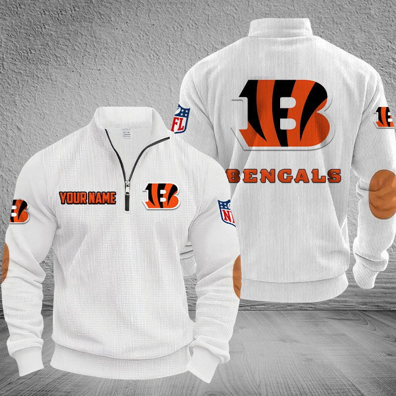 Cincinnati Bengals DMSH0275 Stand Collar Half-zip Sweatshirt Multicolor