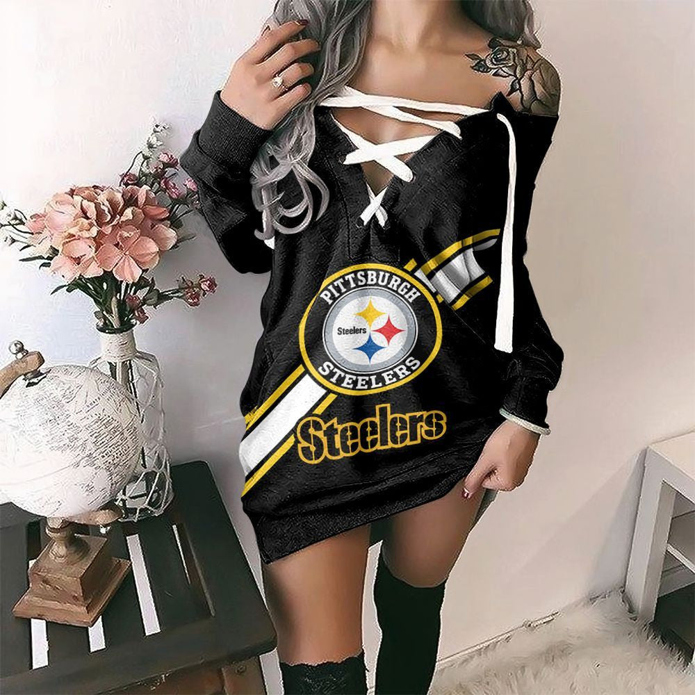Pittsburgh Steelers Lace-Up Sweatshirt 09