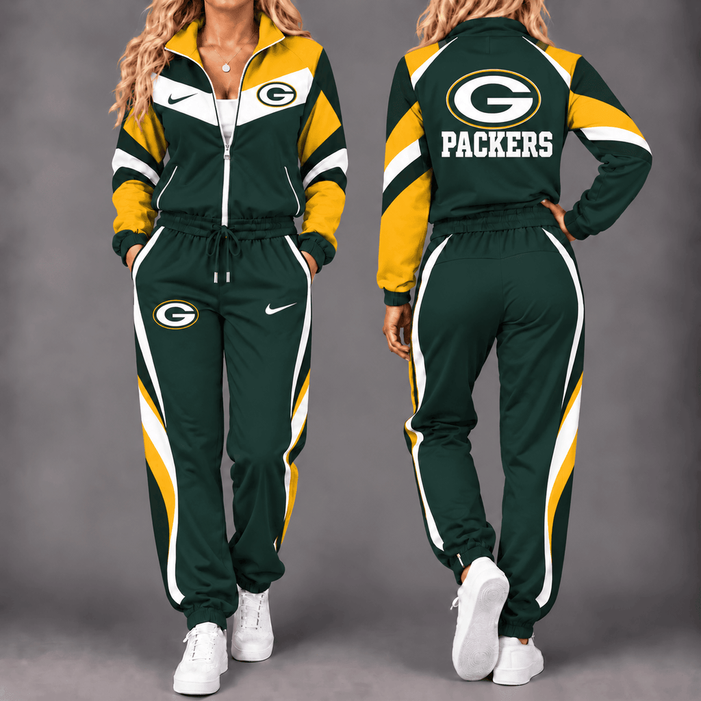 Green Bay Packers | Premium NFL Team Pride Waterproof Windbreaker Zip-Up Tracksuit Set NY MGBT24