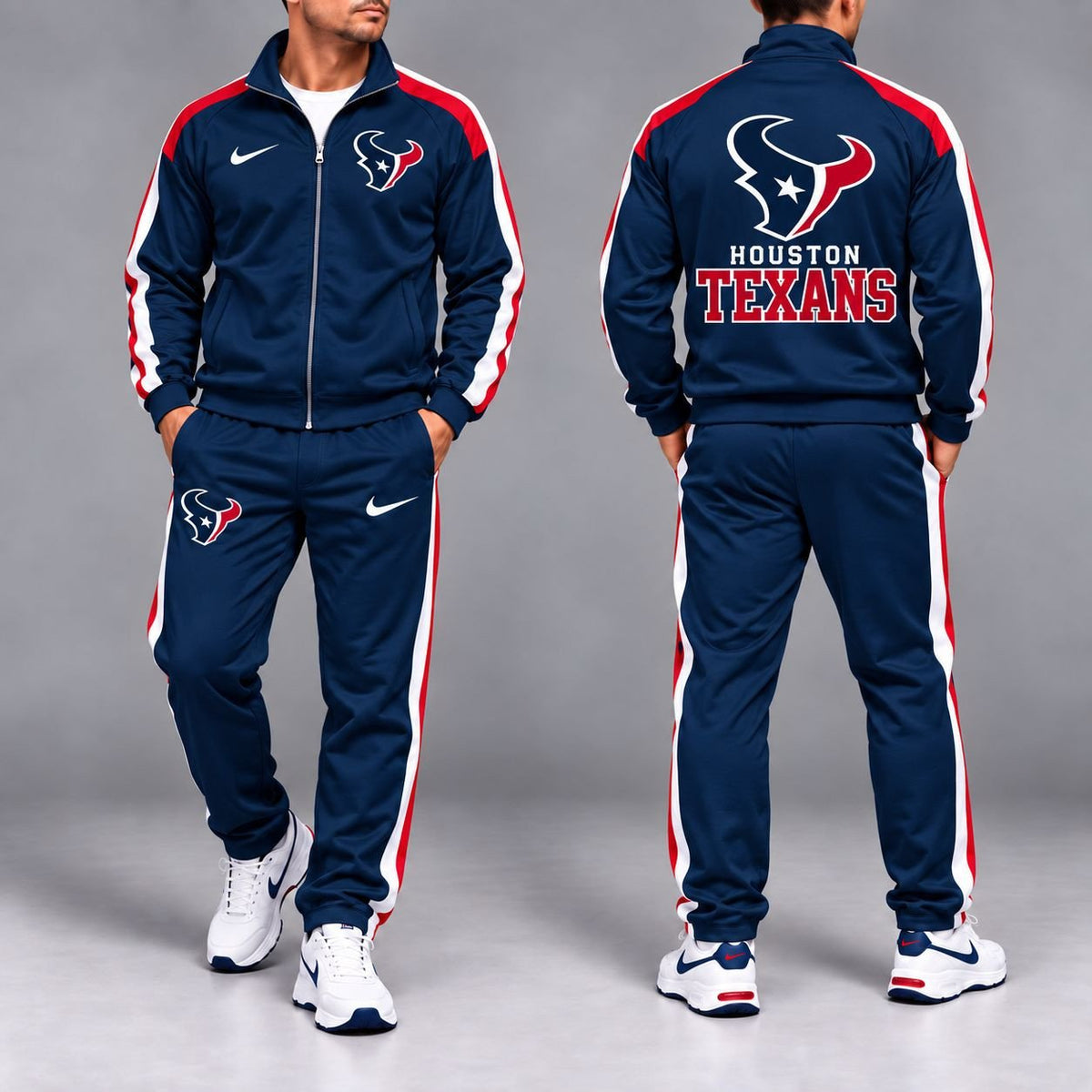 Houston Texans | Premium NFL Team Striped Full-Zip Track Jacket & Jogger Pants Set NY MGSVT44