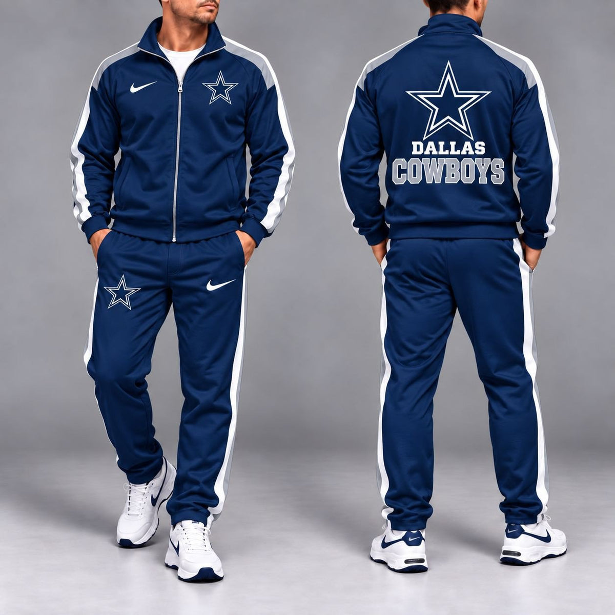 Dallas Cowboys | Premium NFL Team Striped Full-Zip Track Jacket & Jogger Pants Set NY MGSVT46