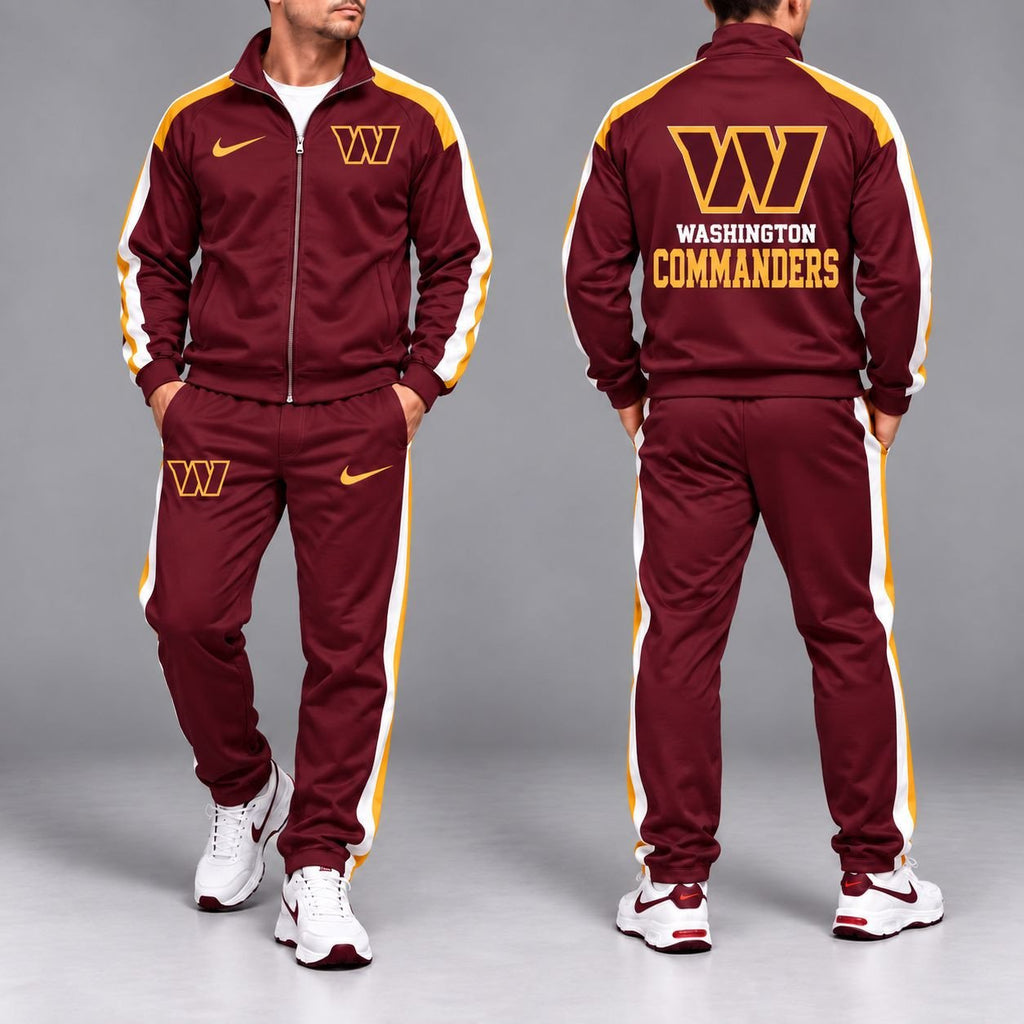 Washington Commanders | Premium NFL Team Striped Full-Zip Track Jacket & Jogger Pants Set NY MGSVT43