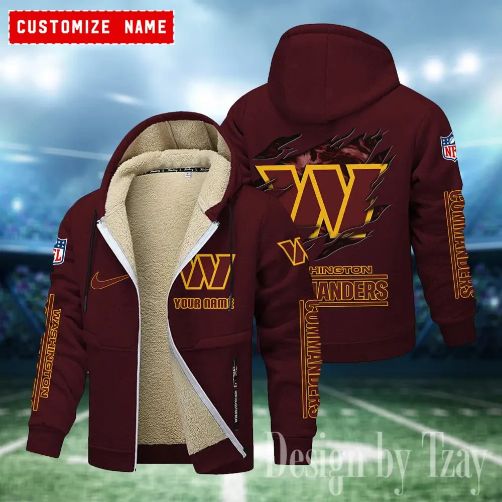 Washington Commanders Hoodies Zip Velvet Coat ANZTZH097