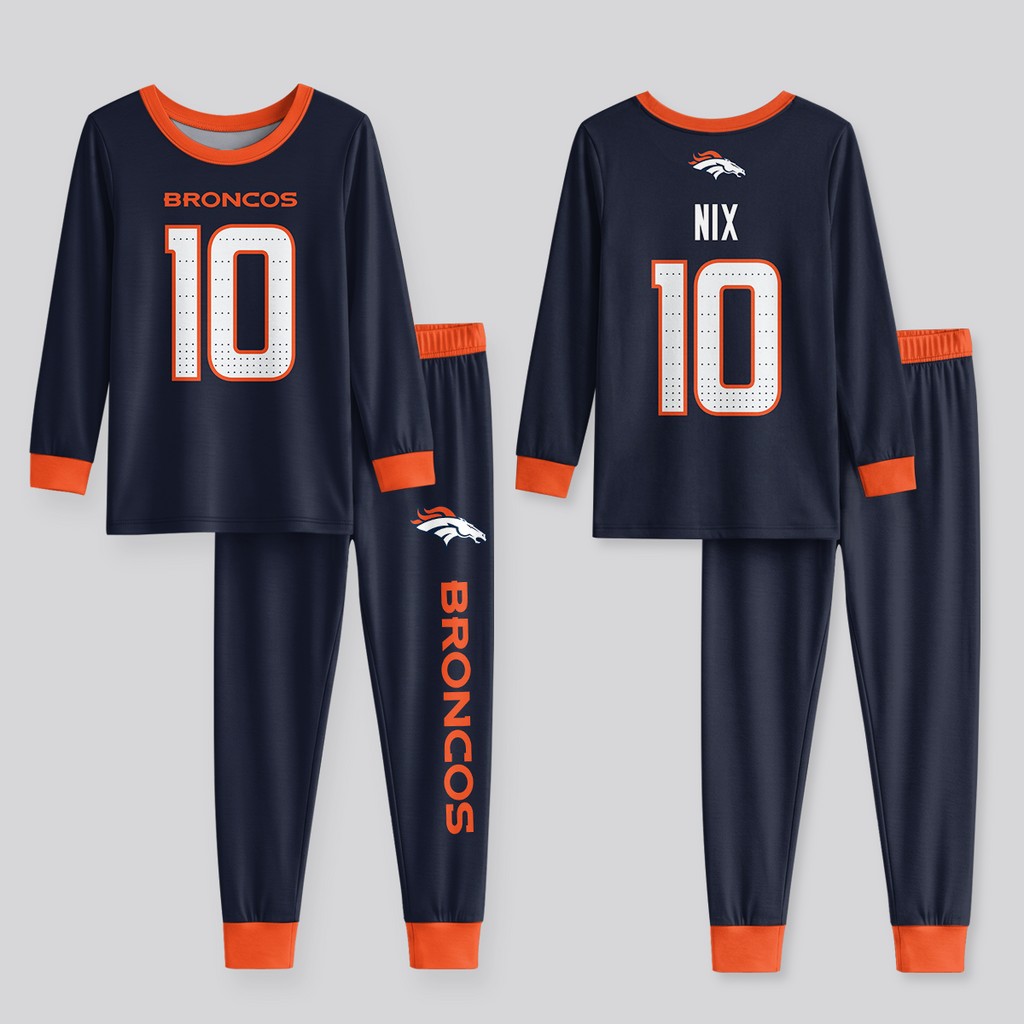 Broncos BN10 Football! Inspired Bamboo Two Piece Long Sleeve Pajama Set