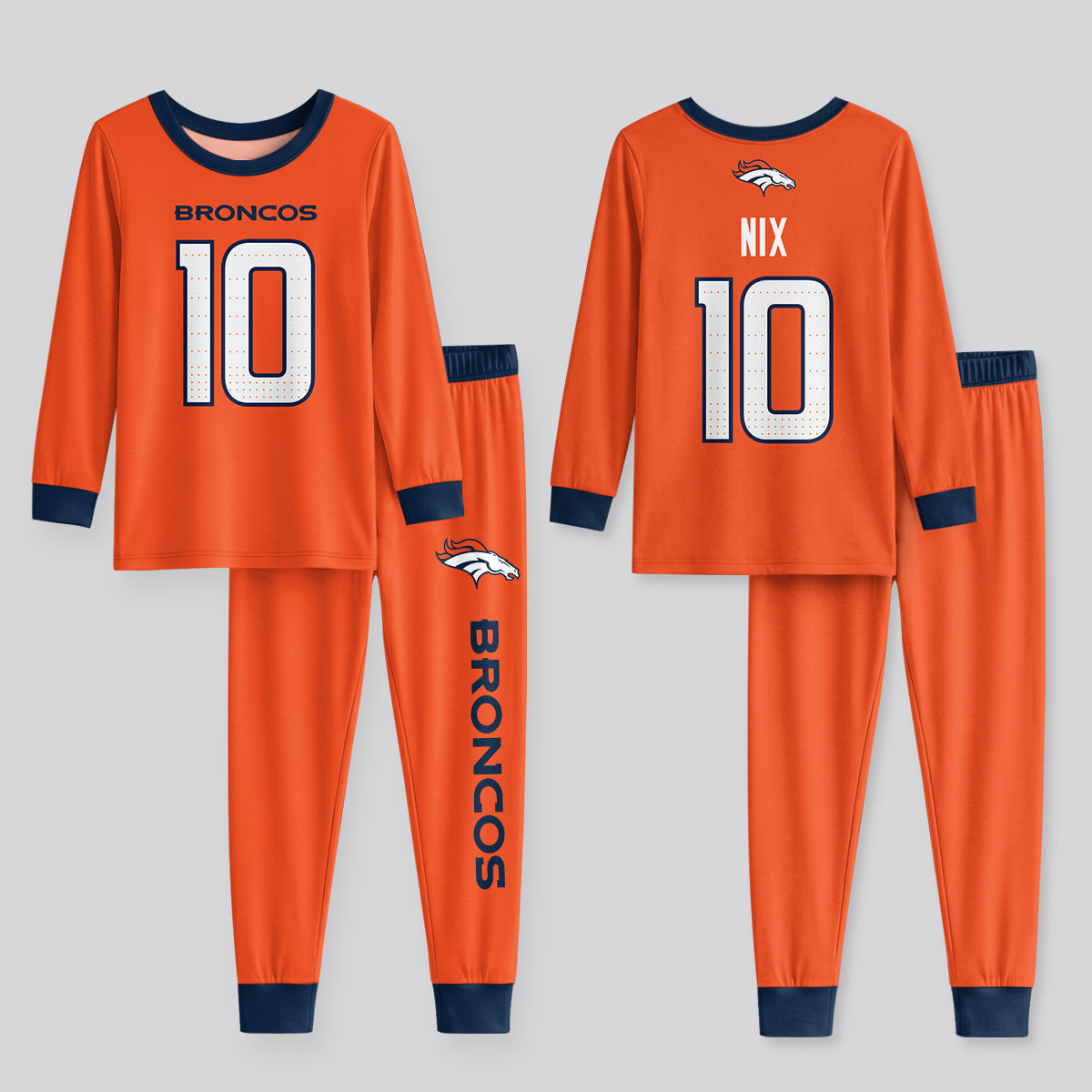 Broncos BN10 Football! Inspired Bamboo Two Piece Long Sleeve Pajama Set