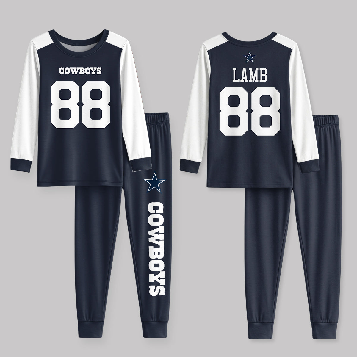 Dallas C. Football CDLamb 88! Inspired Bamboo Two Piece Long Sleeve Pajama Set