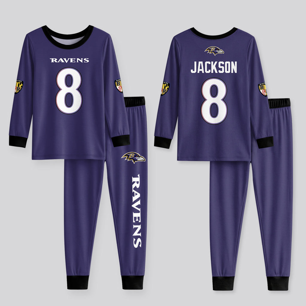 Baltimore RV Football LJ 8! Inspired Bamboo Two Piece Long Sleeve Pajama Set