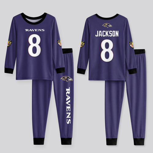 Baltimore RV Football LJ 8! Inspired Bamboo Two Piece Long Sleeve Pajama Set