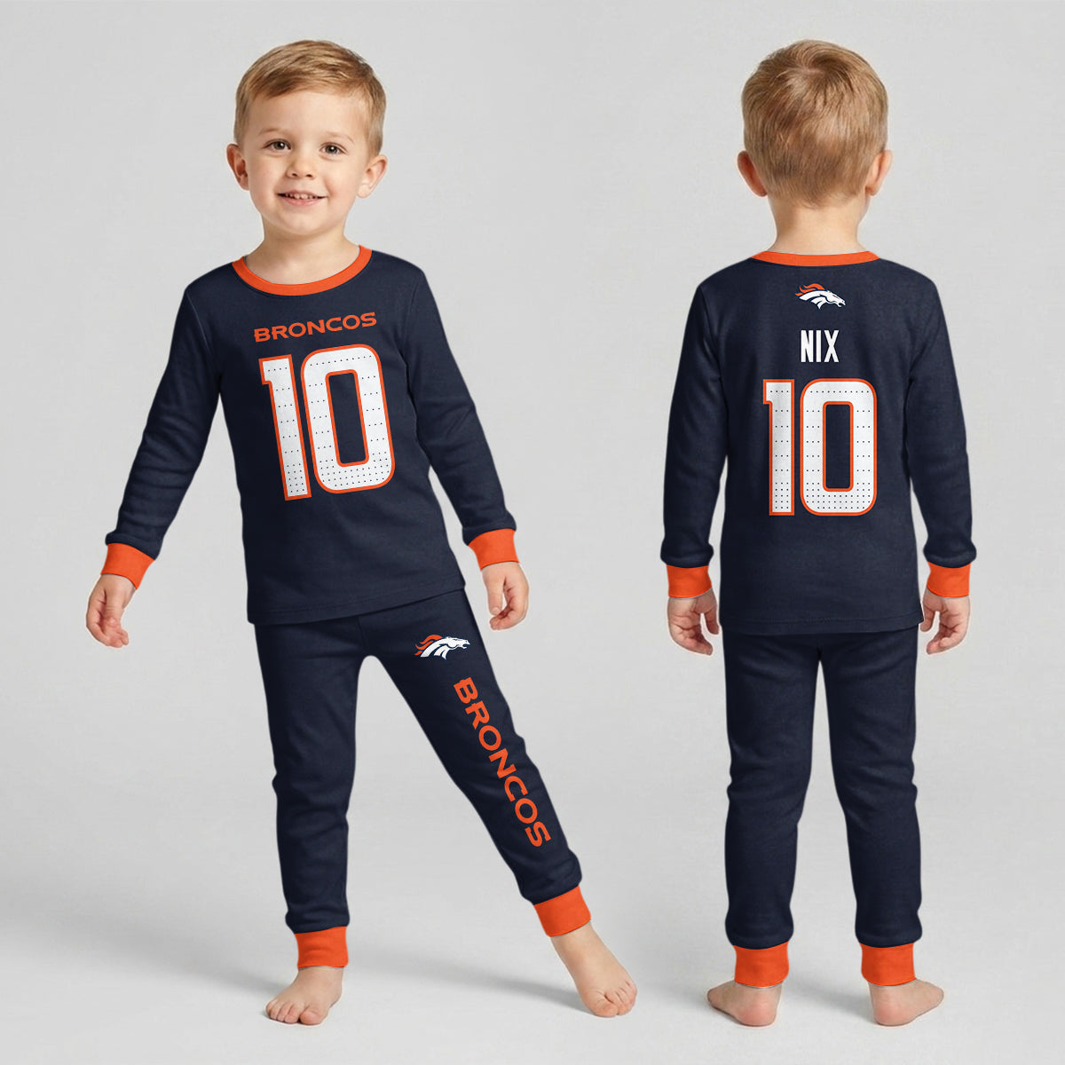 Broncos BN10 Football! Inspired Bamboo Two Piece Long Sleeve Pajama Set