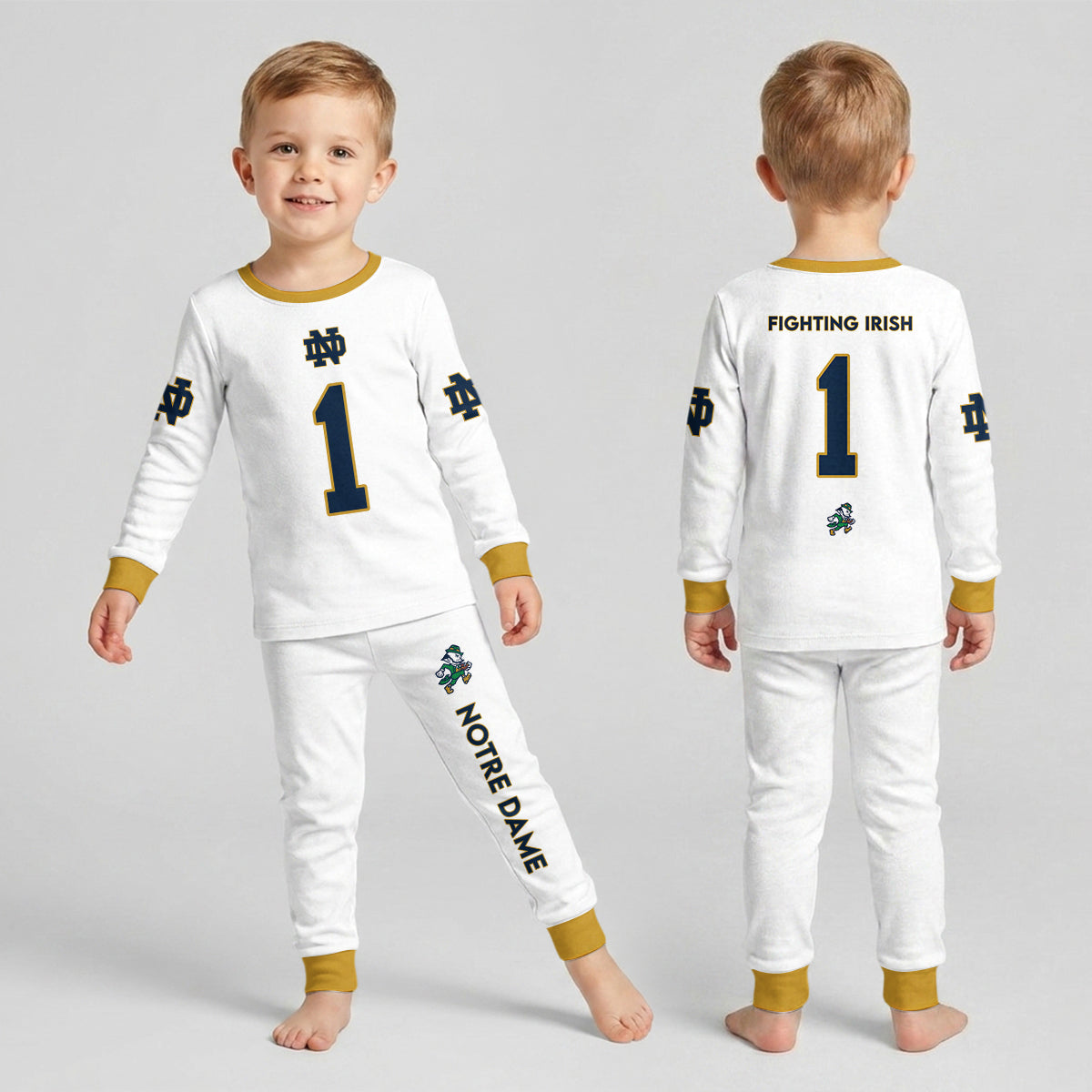 Notre Dame F.I Football!! Inspired Bamboo Two Piece Long Sleeve Pajama Set