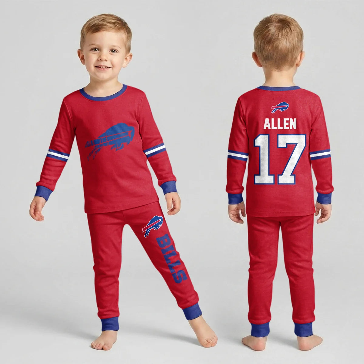 Buffalo Football Joshua 17! Inspired Bamboo Two Piece Long Sleeve Pajama Set - Bills910