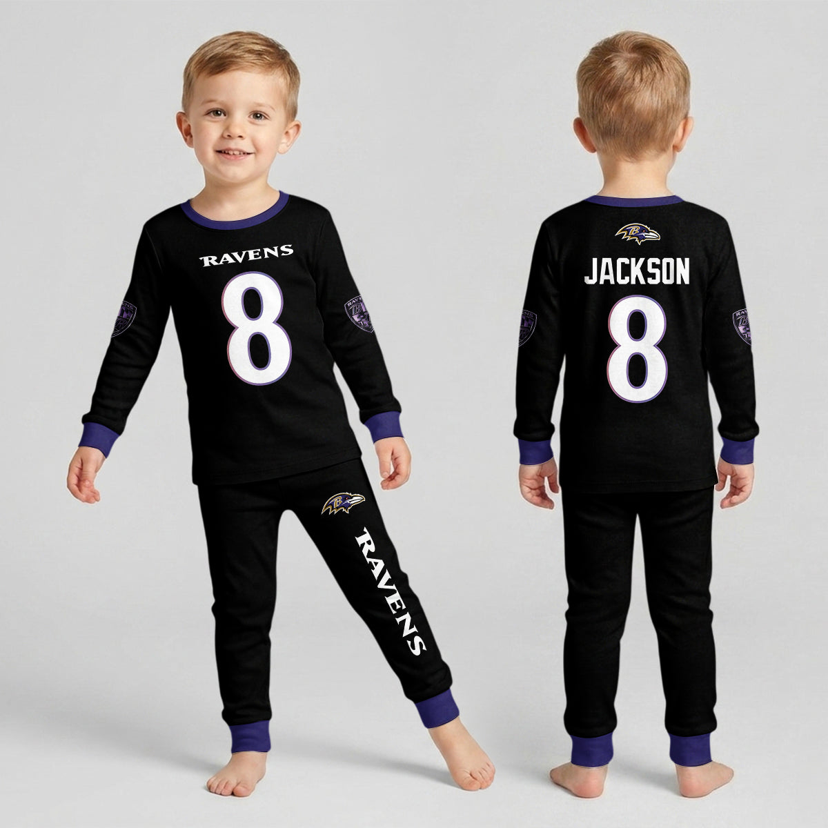 Baltimore RV Football LJ 8! Inspired Bamboo Two Piece Long Sleeve Pajama Set